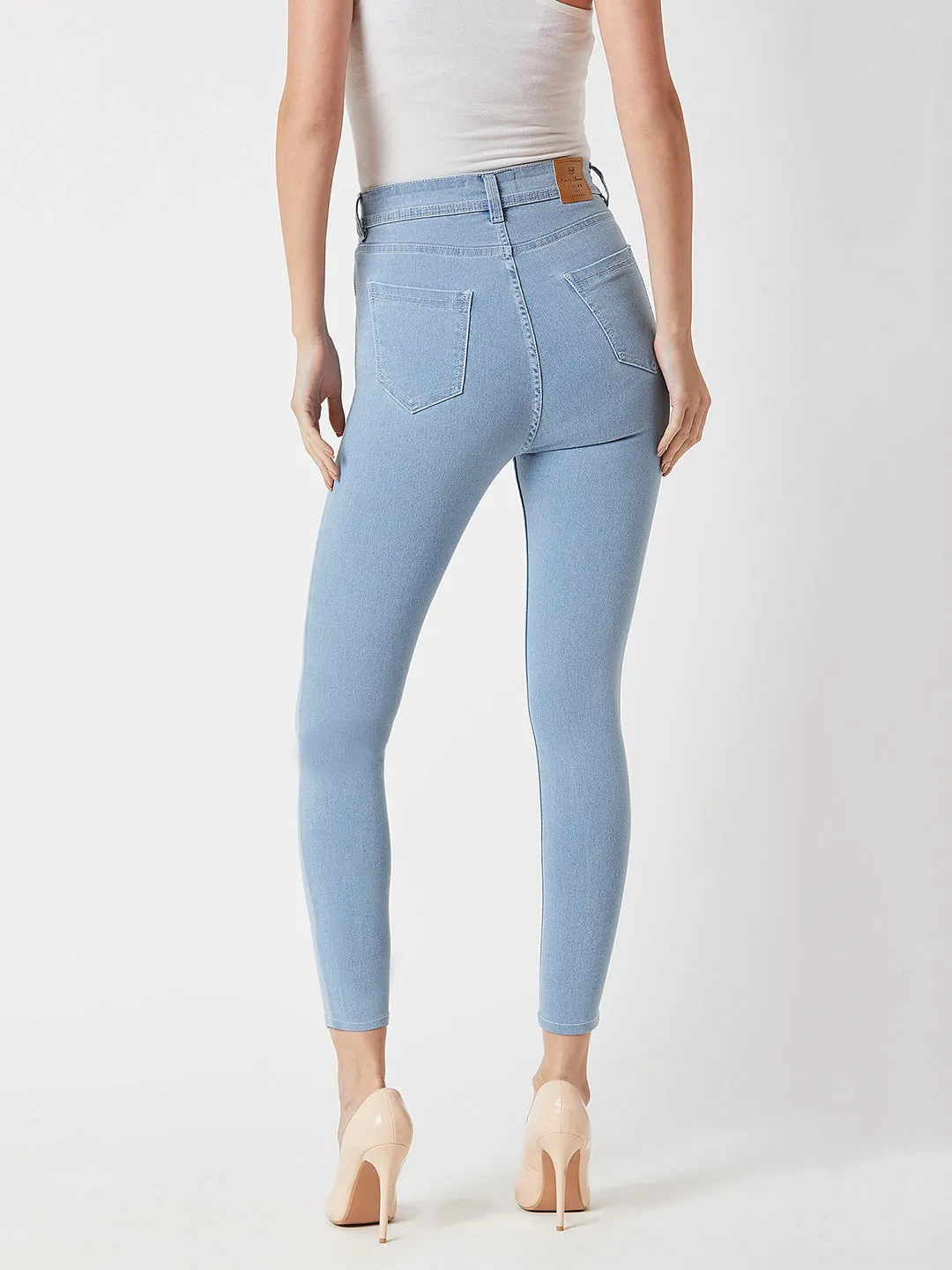 24/7 comfort Light Blue Skinny High-Rise Clean Look Cropped Denim Jeans