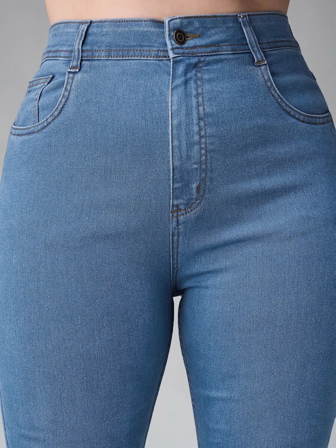 24/7 comfort Women's Blue Skinny High Rise Distressed Denim Jeans