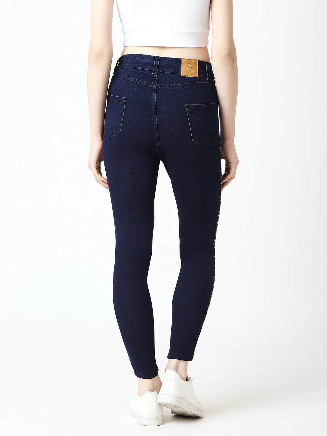 24/7 comfort Women's Navy Blue Skinny High Rise Clean Look Cropped Denim Jeans
