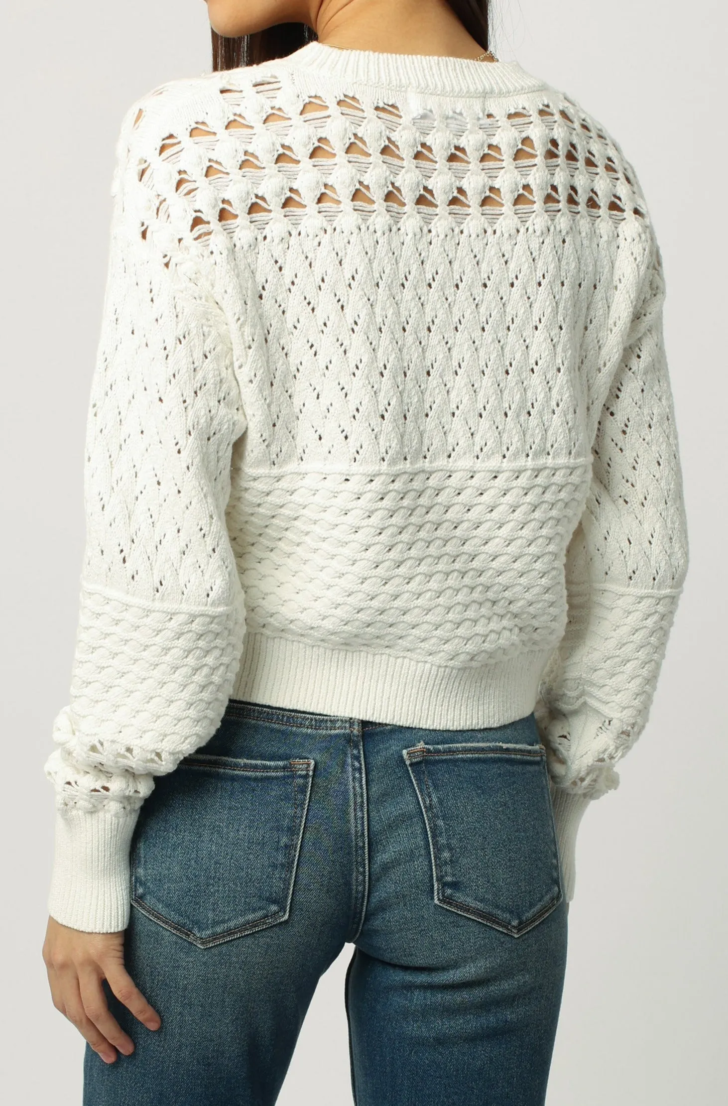 ABIGAIL CROPPED LONG SLEEVE SWEATER SOFT CREAM
