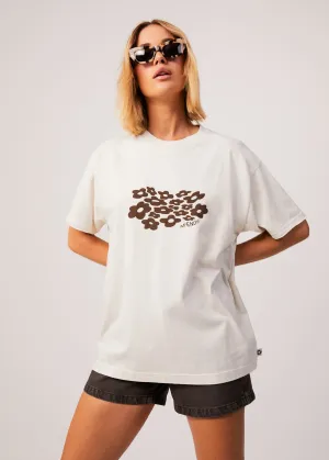 AFENDS Womens Digital Holiday - Oversized Floral T-Shirt - Off White