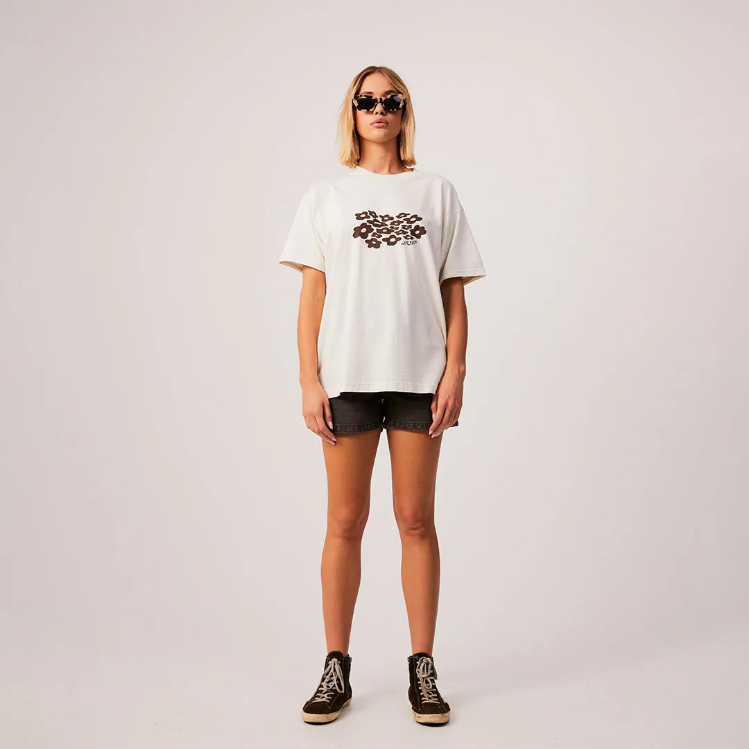 AFENDS Womens Digital Holiday - Oversized Floral T-Shirt - Off White
