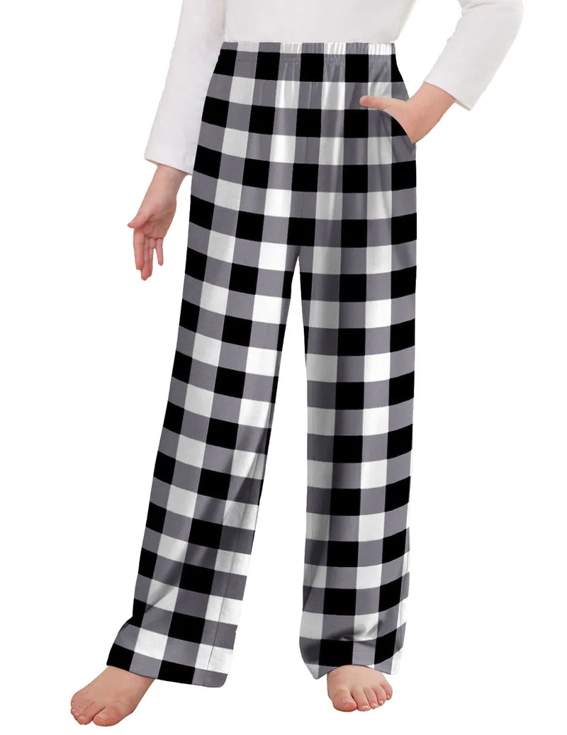 Arshiner Pajama Pants for Girls Long Sleep Plaid Pants