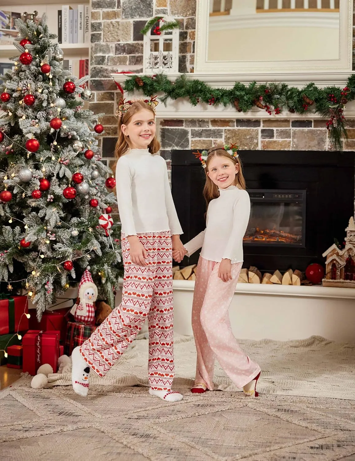 Arshiner Pajama Pants for Girls Long Sleep Plaid Pants