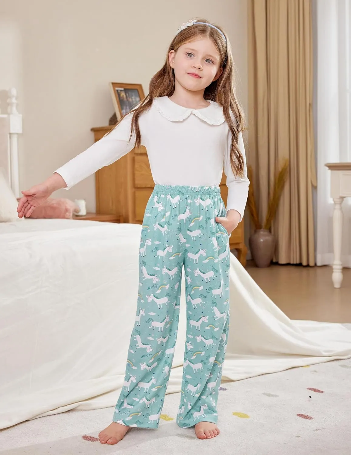 Arshiner Pajama Pants for Girls Long Sleep Plaid Pants