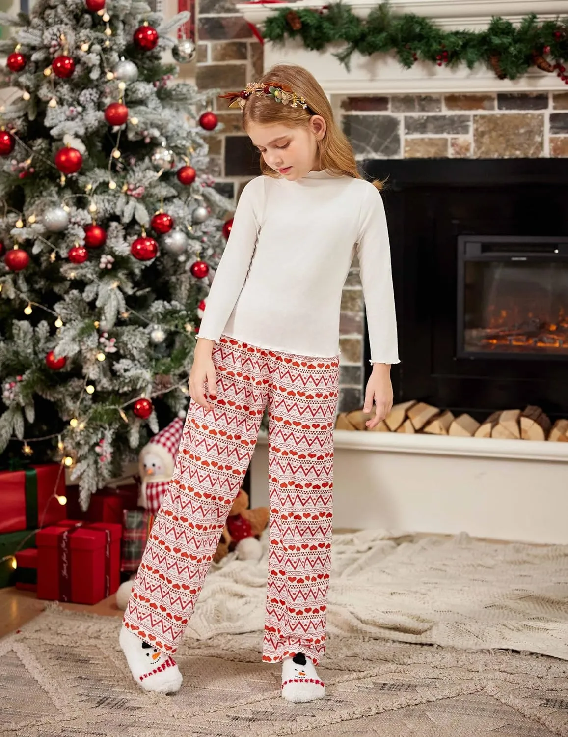 Arshiner Pajama Pants for Girls Long Sleep Plaid Pants
