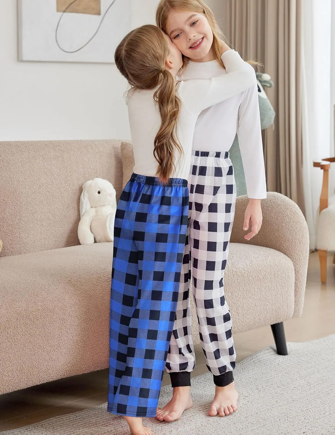 Arshiner Pajama Pants for Girls Long Sleep Plaid Pants