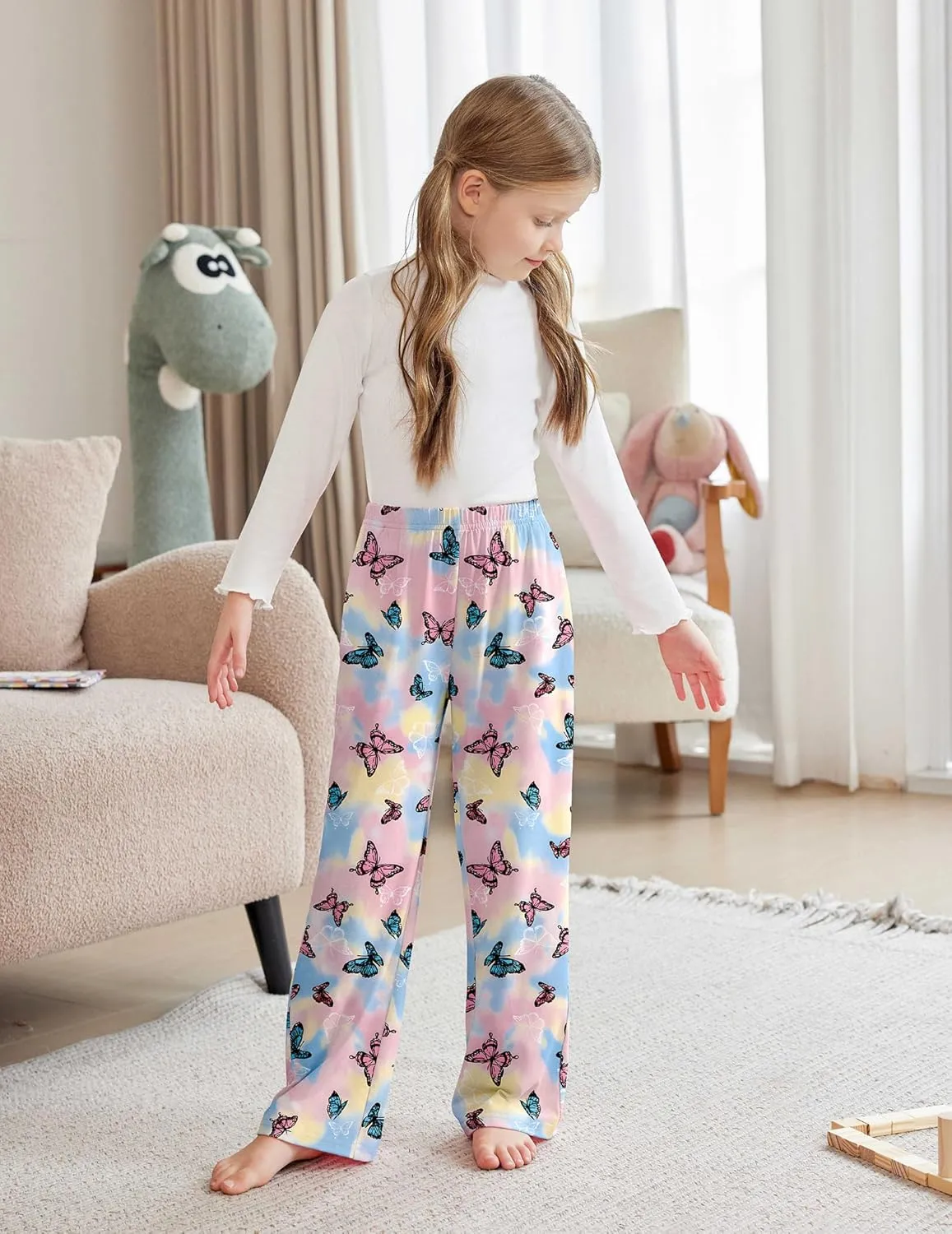 Arshiner Pajama Pants for Girls Long Sleep Plaid Pants
