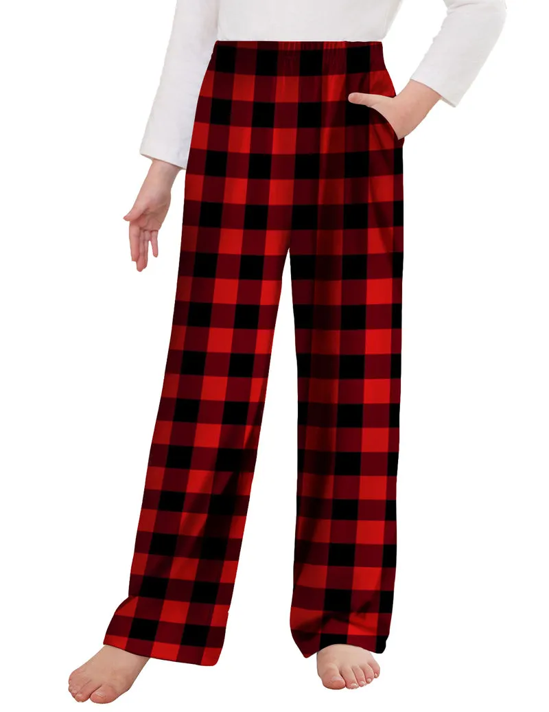 Arshiner Pajama Pants for Girls Long Sleep Plaid Pants
