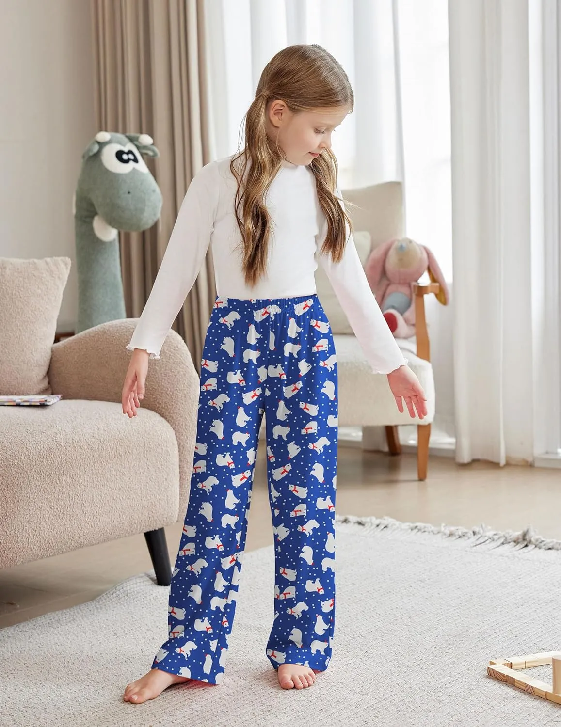 Arshiner Pajama Pants for Girls Long Sleep Plaid Pants