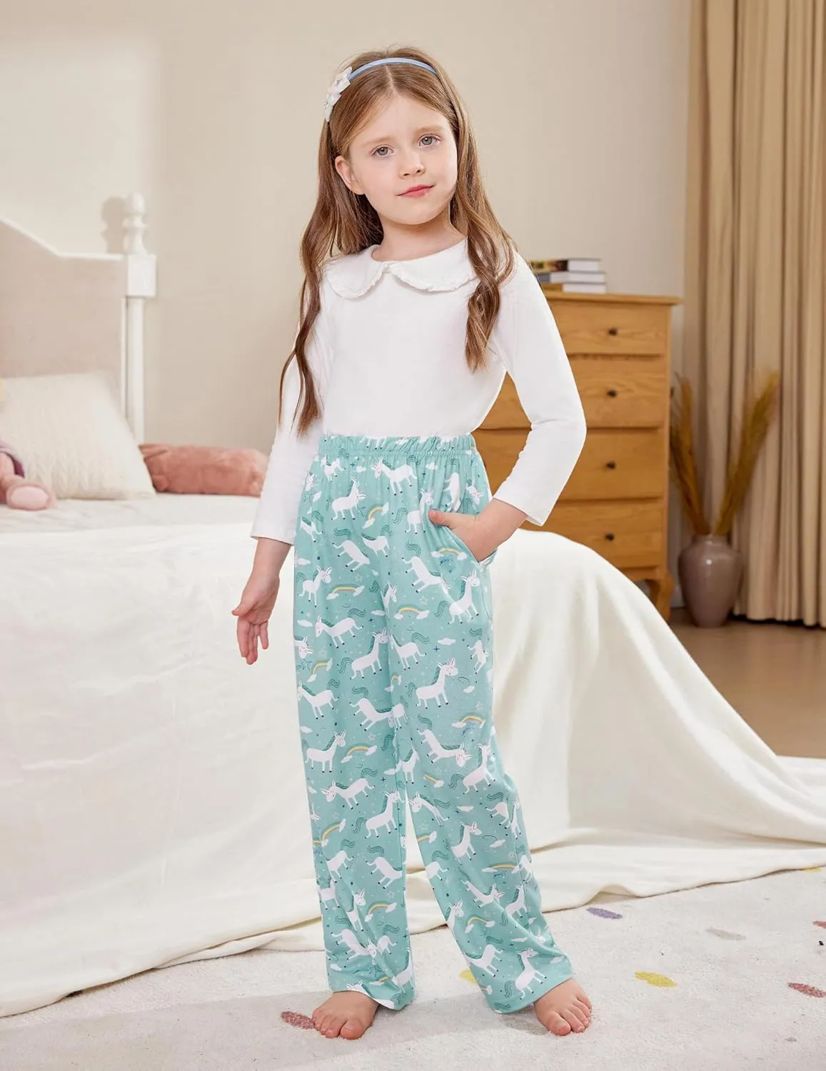 Arshiner Pajama Pants for Girls Long Sleep Plaid Pants