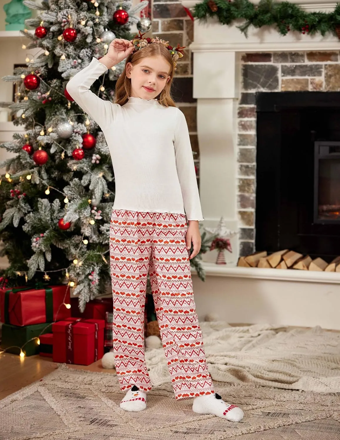 Arshiner Pajama Pants for Girls Long Sleep Plaid Pants
