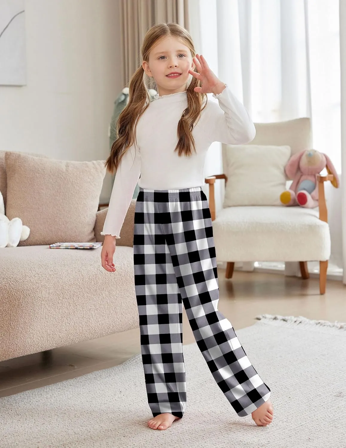 Arshiner Pajama Pants for Girls Long Sleep Plaid Pants