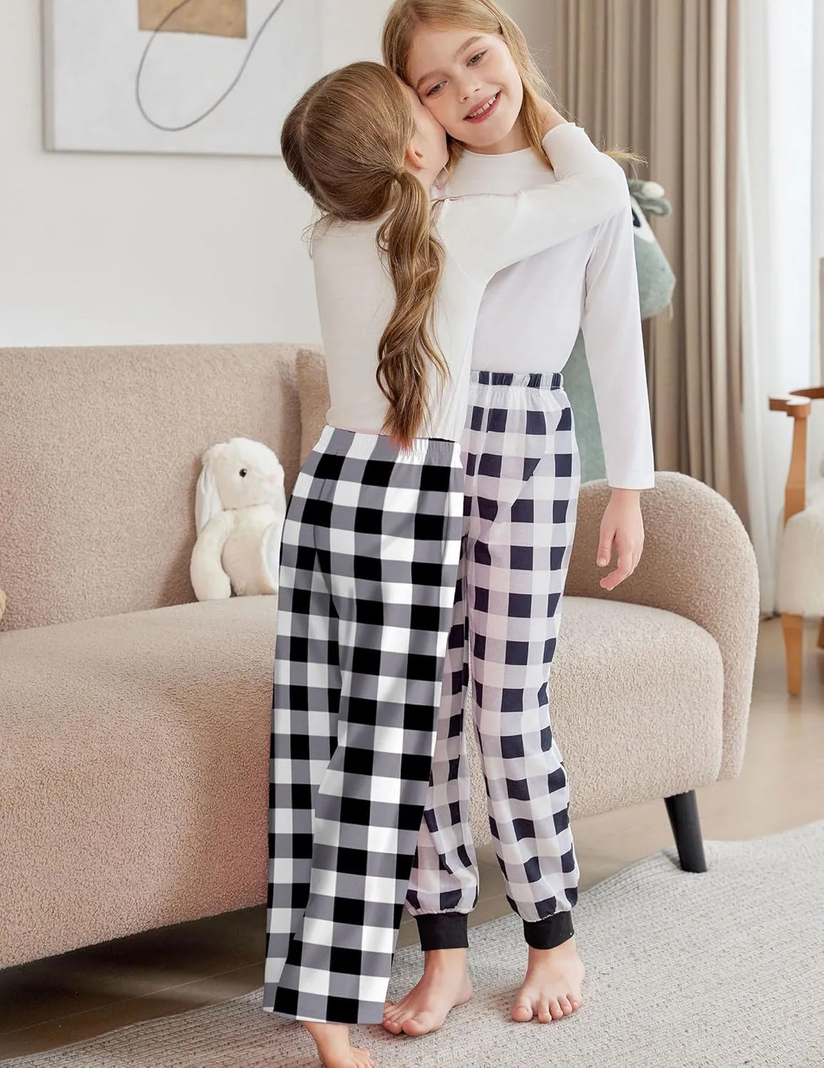 Arshiner Pajama Pants for Girls Long Sleep Plaid Pants