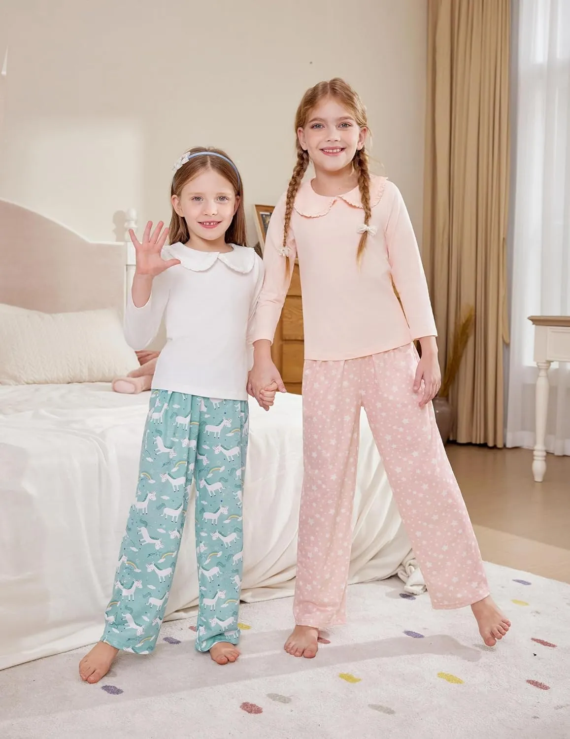 Arshiner Pajama Pants for Girls Long Sleep Plaid Pants