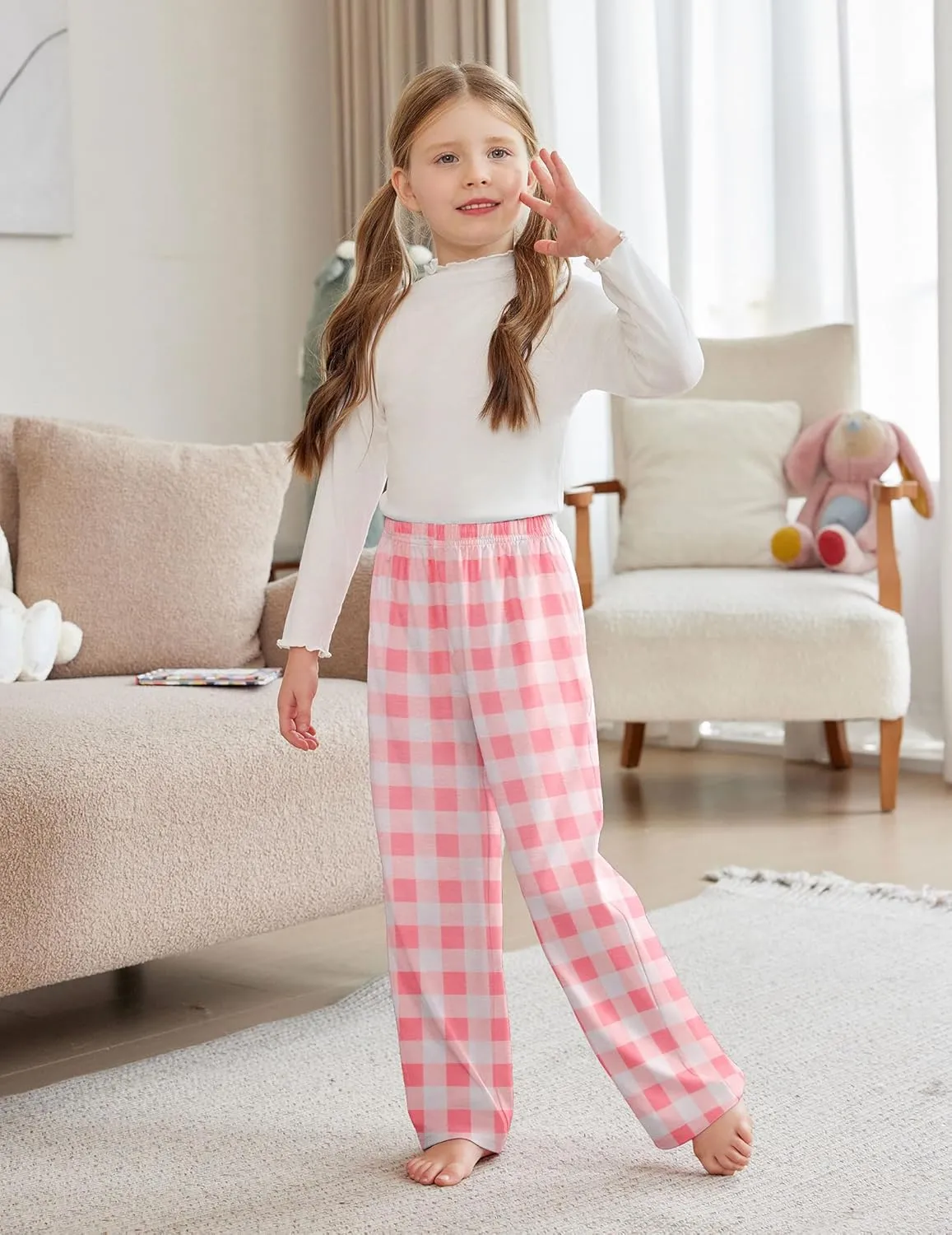 Arshiner Pajama Pants for Girls Long Sleep Plaid Pants