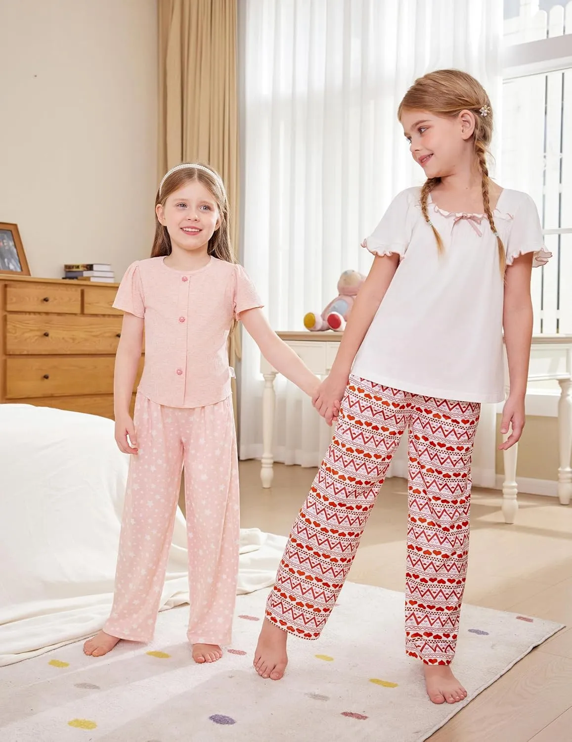 Arshiner Pajama Pants for Girls Long Sleep Plaid Pants