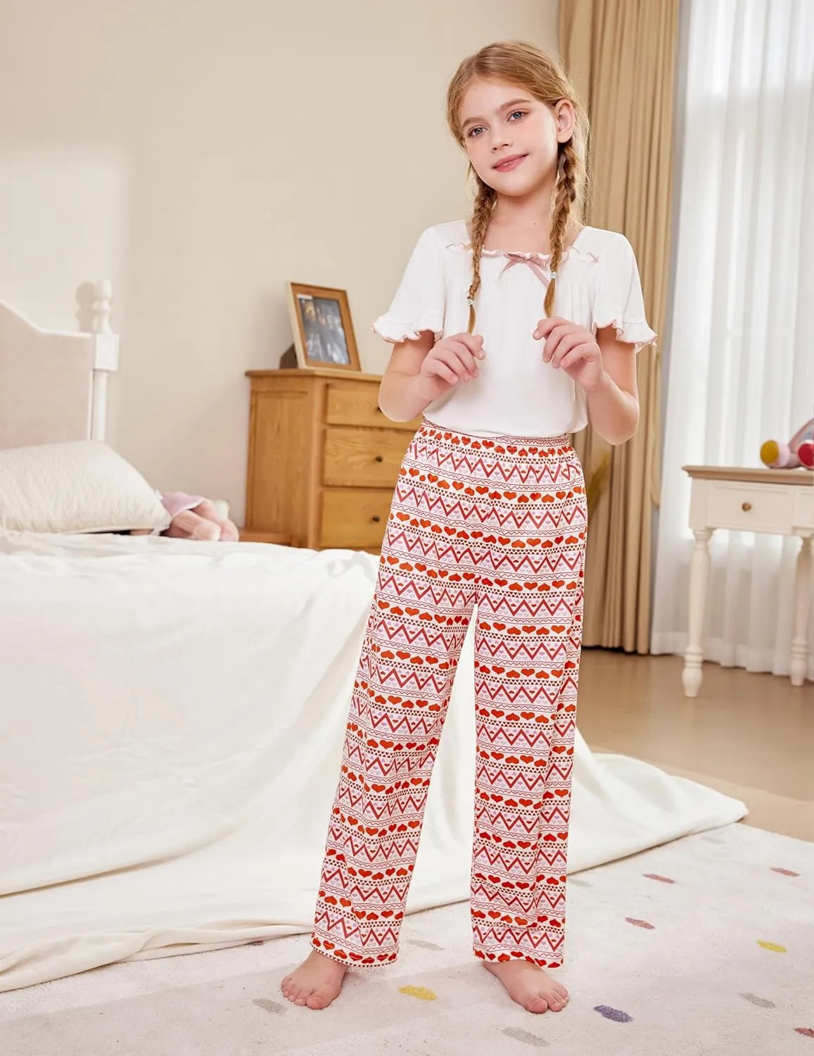 Arshiner Pajama Pants for Girls Long Sleep Plaid Pants