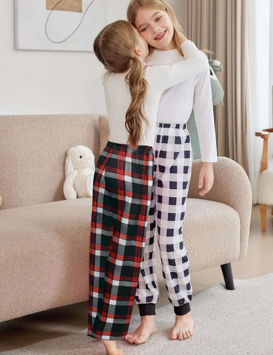 Arshiner Pajama Pants for Girls Long Sleep Plaid Pants