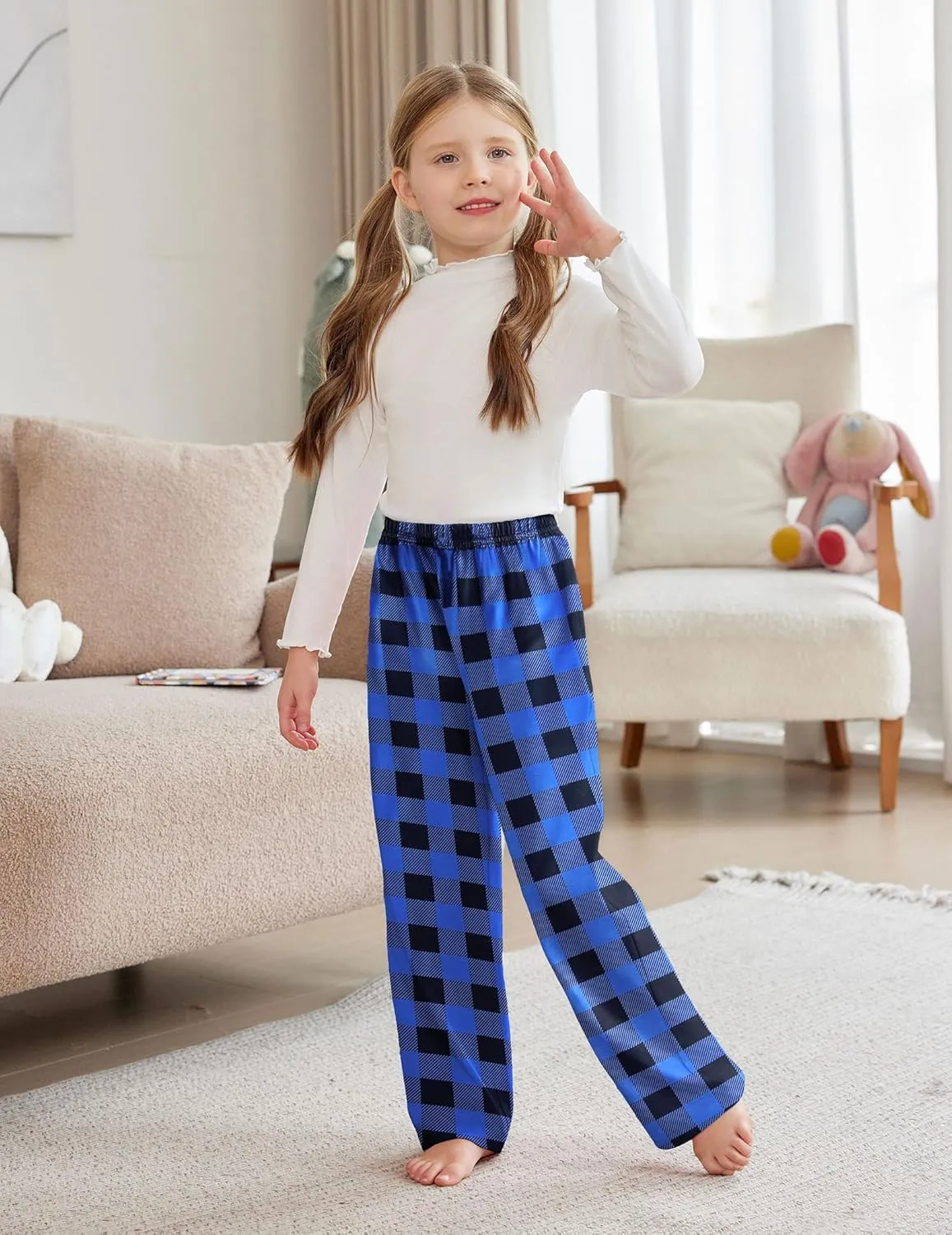 Arshiner Pajama Pants for Girls Long Sleep Plaid Pants
