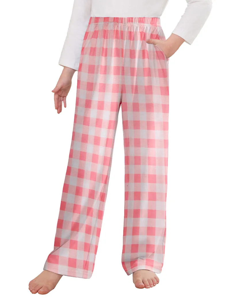 Arshiner Pajama Pants for Girls Long Sleep Plaid Pants