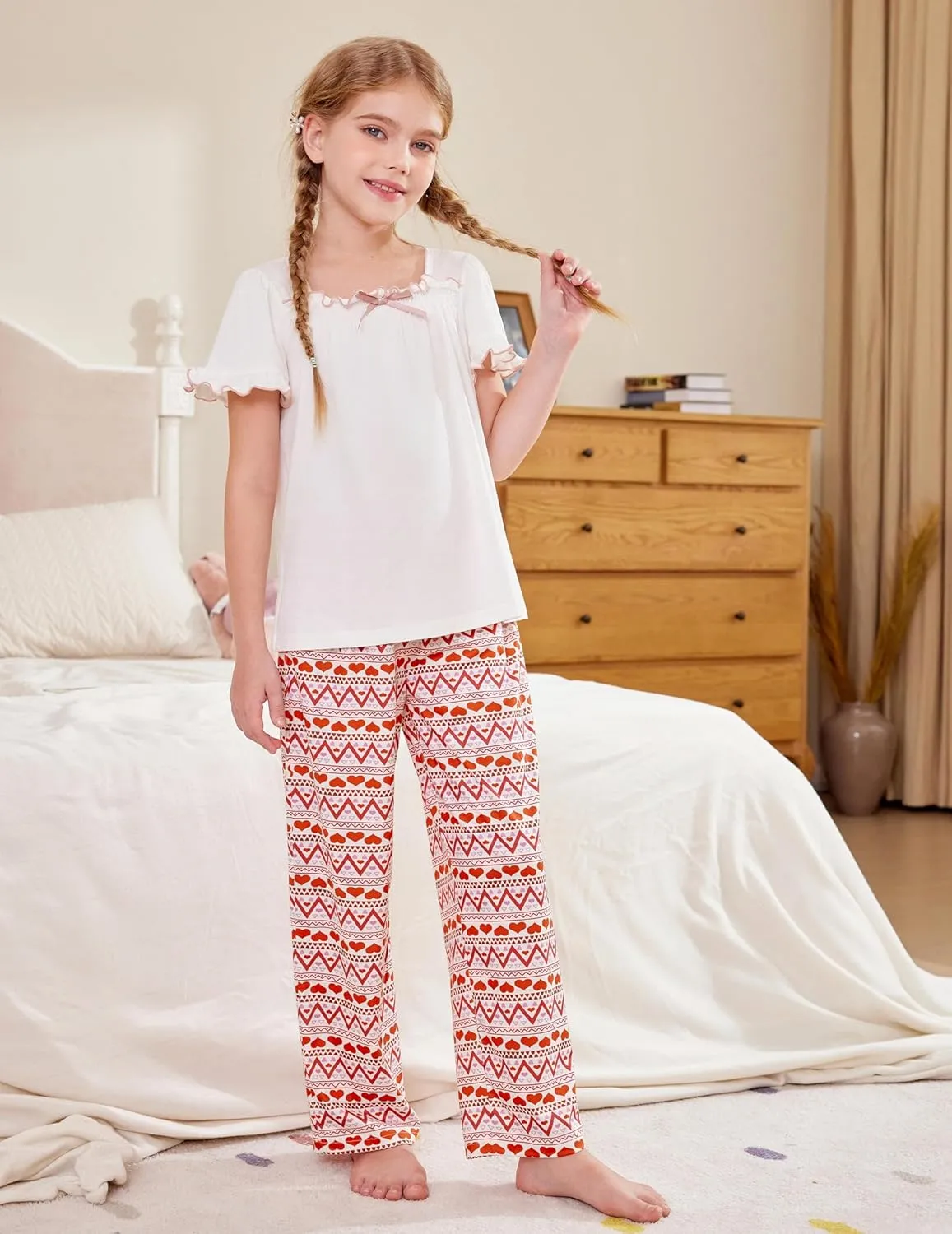 Arshiner Pajama Pants for Girls Long Sleep Plaid Pants