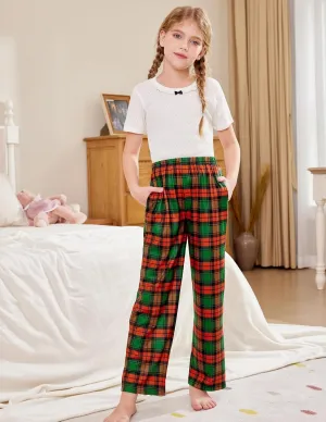 Arshiner Pajama Pants for Girls Long Sleep Plaid Pants
