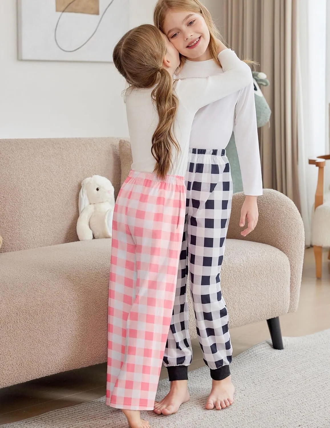 Arshiner Pajama Pants for Girls Long Sleep Plaid Pants