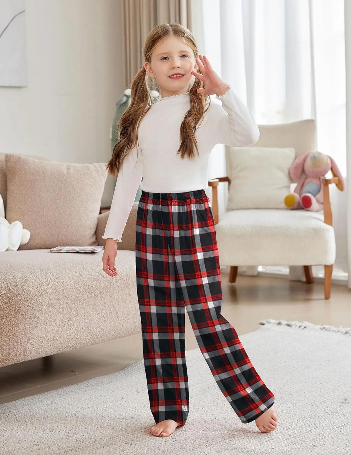 Arshiner Pajama Pants for Girls Long Sleep Plaid Pants