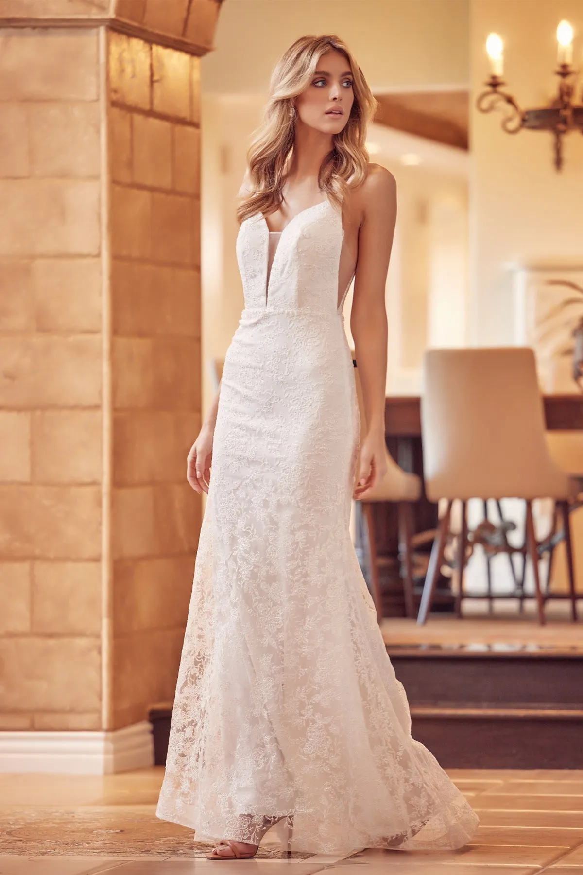 Beaded Applique Sleeveless Mermaid Dress by Juliet 272