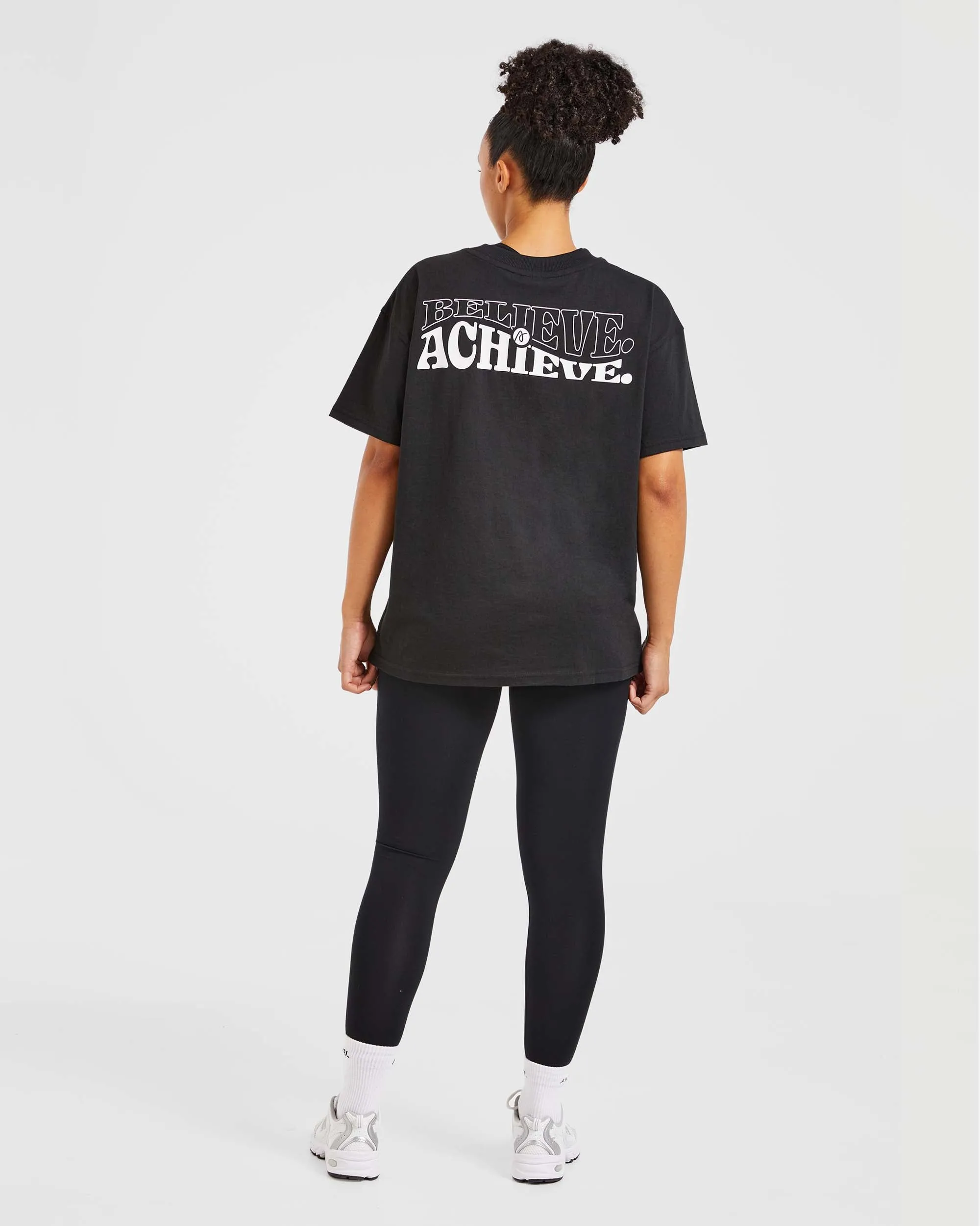 Believe Achieve Oversized T Shirt - Black