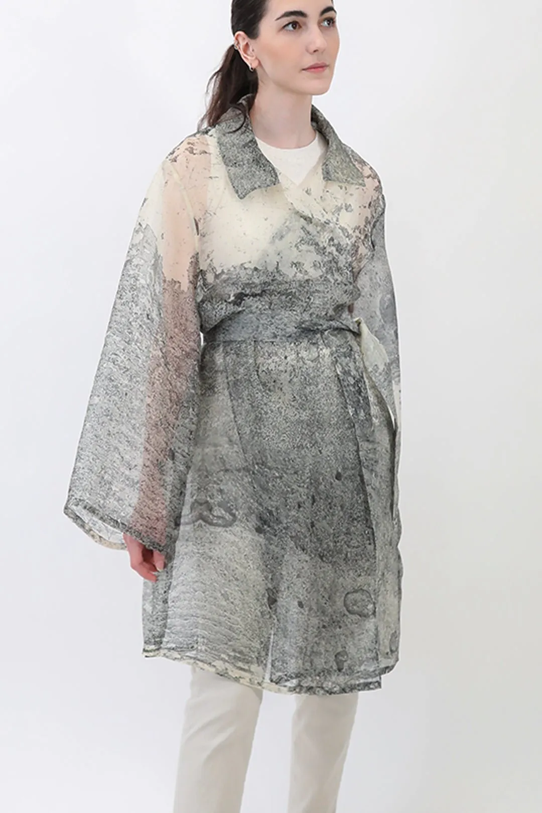 BLYTHE SILK ORGANZA DRESS JACKET IN CEMENT