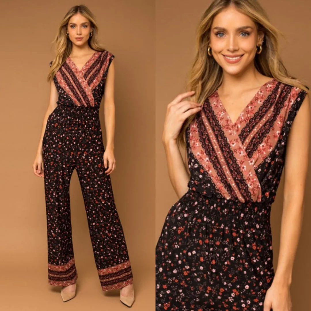 Border Print Jumpsuit