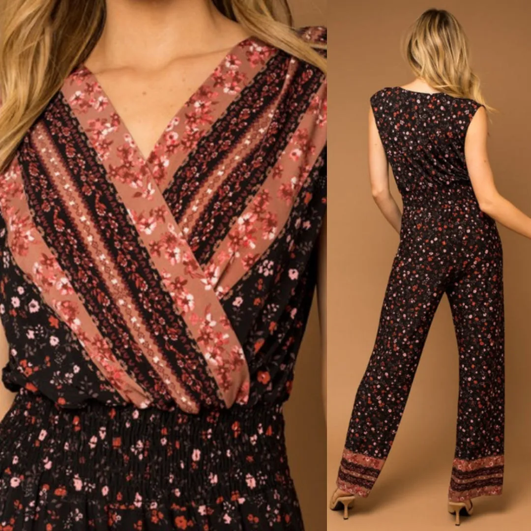 Border Print Jumpsuit