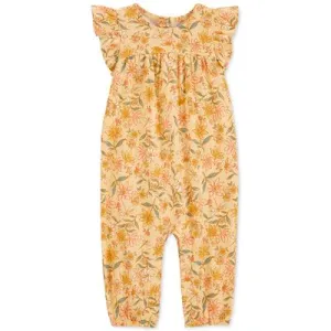 Carter's Baby Girls Yellow Floral-Print Cotton Jumpsuit