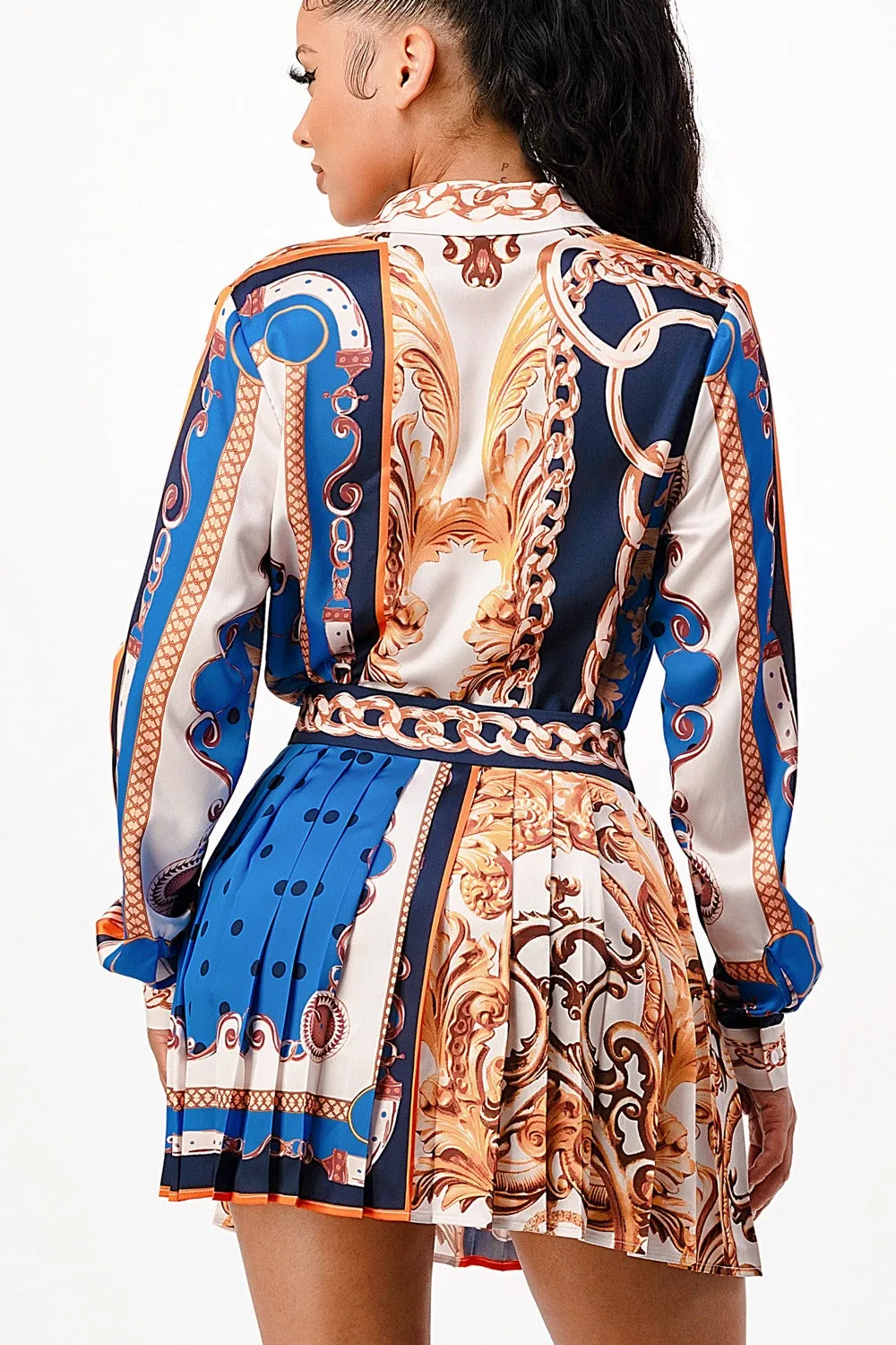 Chain Reaction Blouse & Pleated Mini Skirt Set