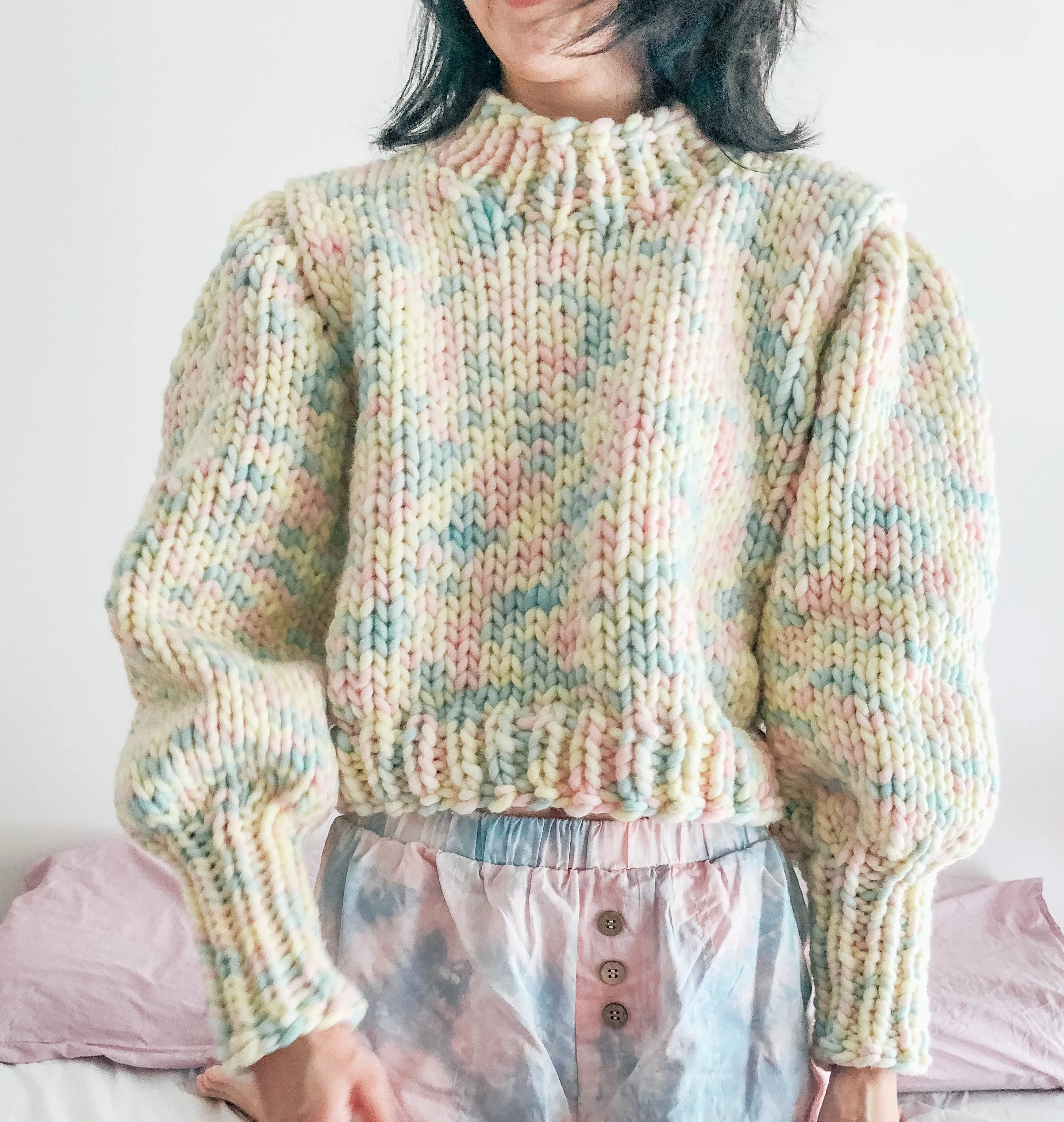 Chunky Mock Neck Colourful Sweater