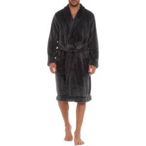 Club Room Plush Long Sleeve Mens Dressing Gown - Grey