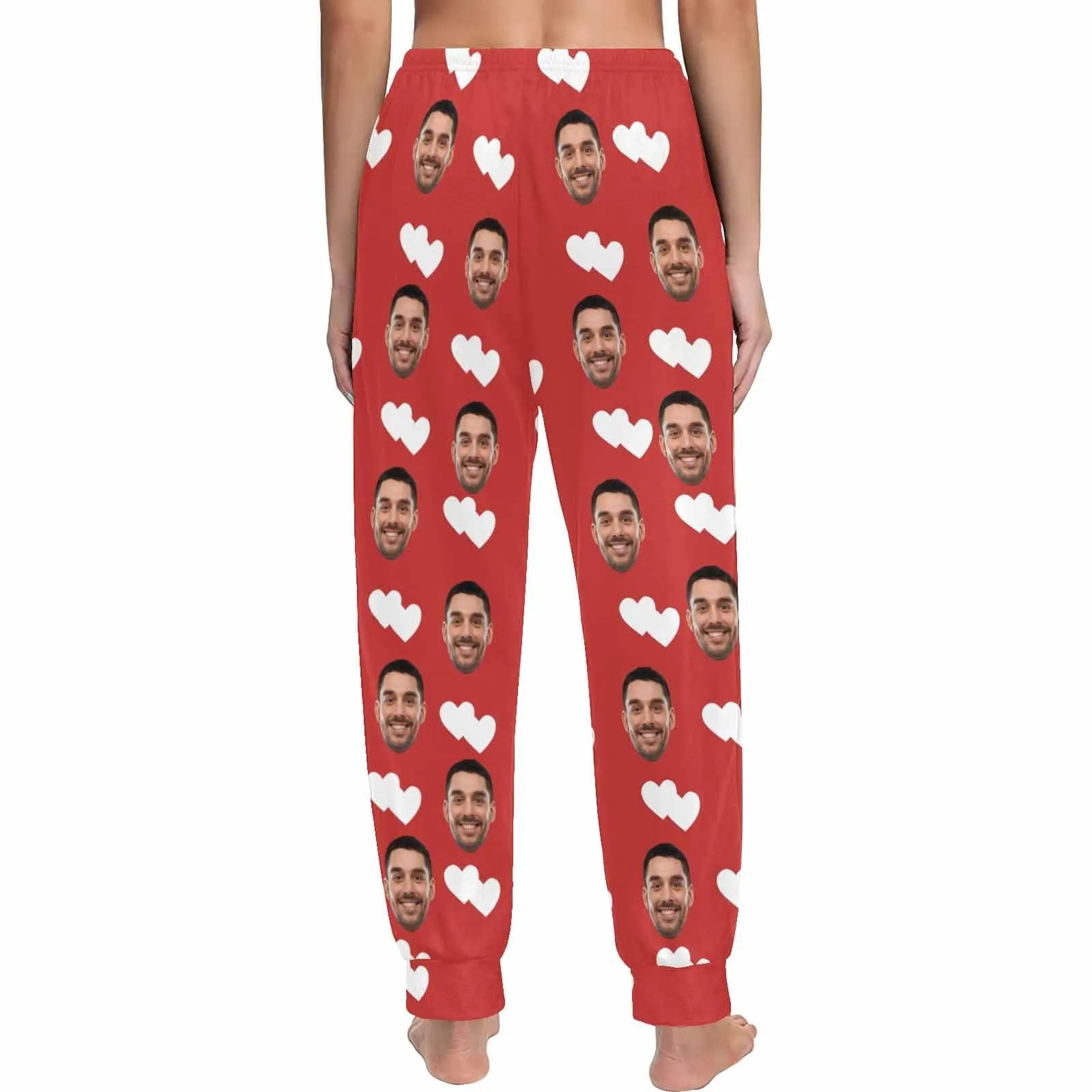 Custom Face Heart Red Long Pajama Shirt&Pants Personalized Women's Slumber Party Sleepwear