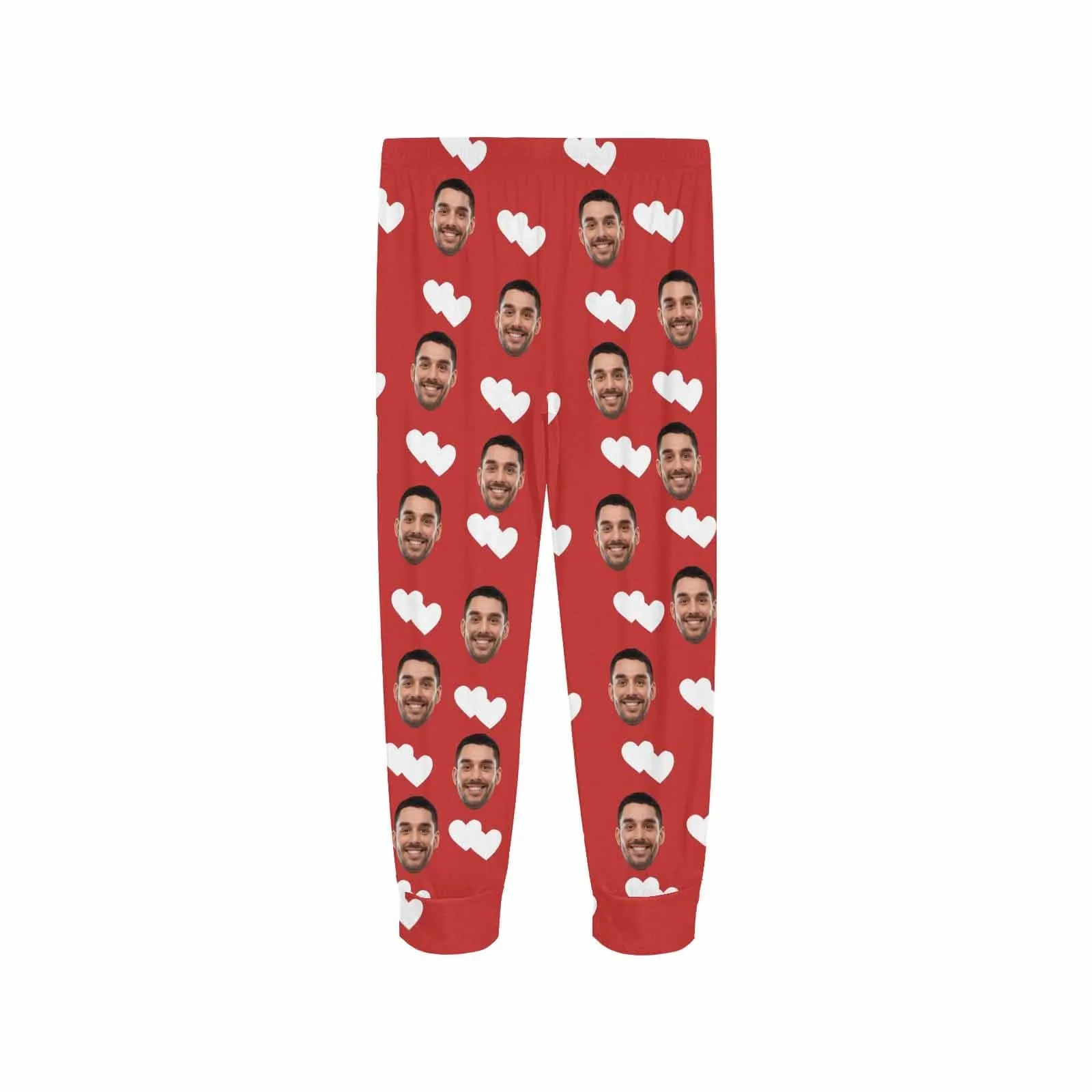 Custom Face Heart Red Long Pajama Shirt&Pants Personalized Women's Slumber Party Sleepwear