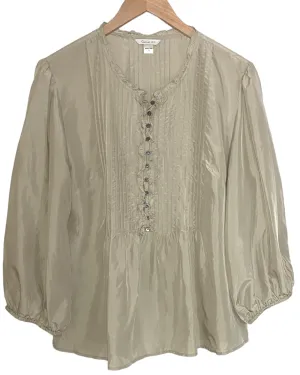 Dark Autumn Ecru Pleated Silk Blouse