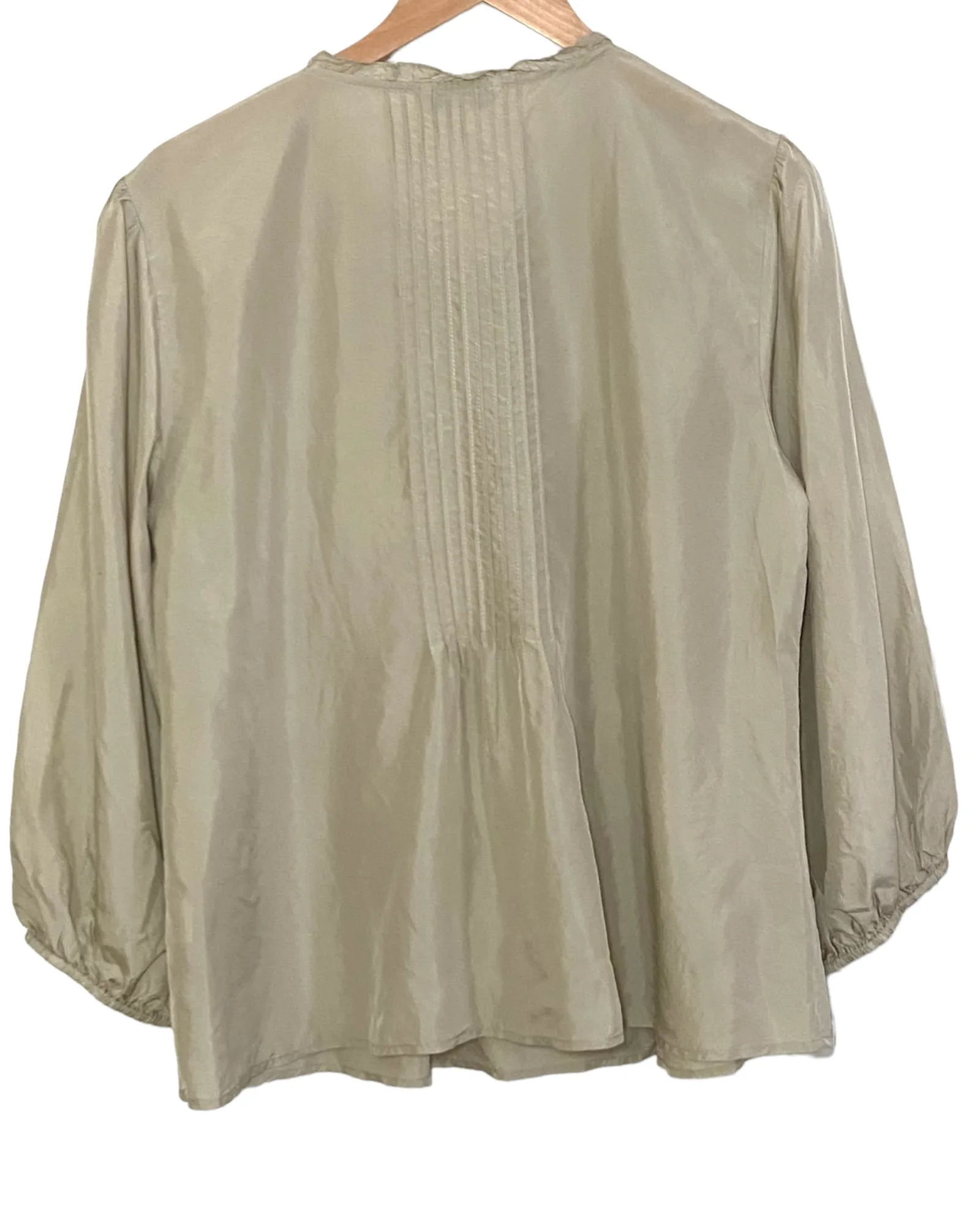 Dark Autumn Ecru Pleated Silk Blouse