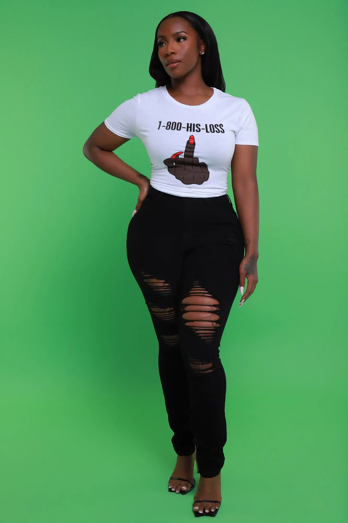 Don't Blame Me High Rise Distressed Stretchy Jeans - Black