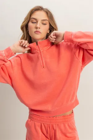 DZ25A904-Pullover Half Zip Up Terry Sweatshirt