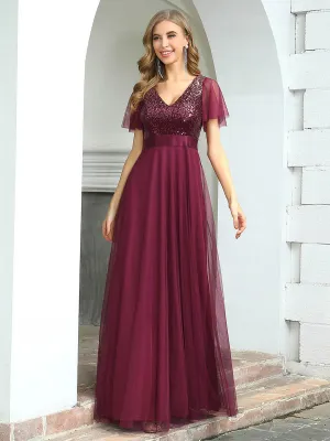 Fashion A-Line Wholesale Tulle Evening Dress with Sequin EP00542