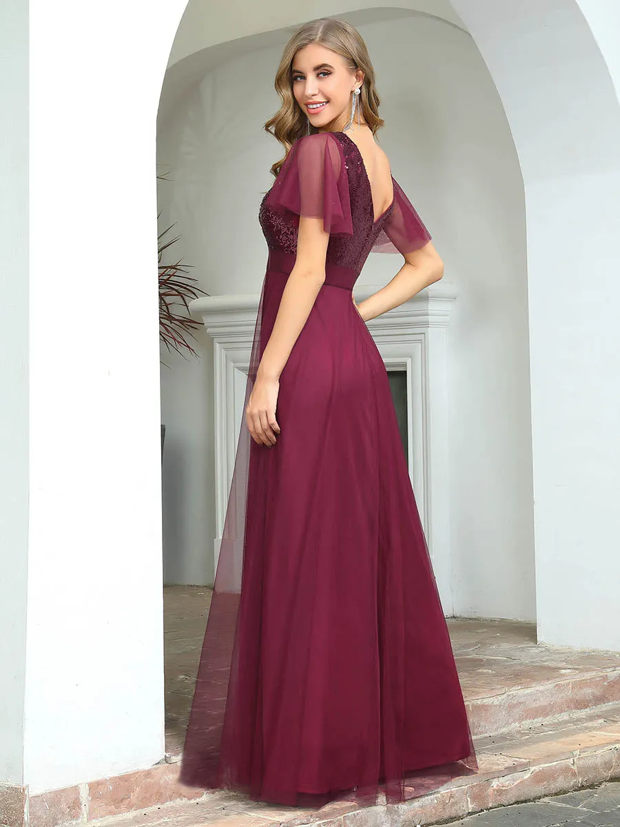 Fashion A-Line Wholesale Tulle Evening Dress with Sequin EP00542