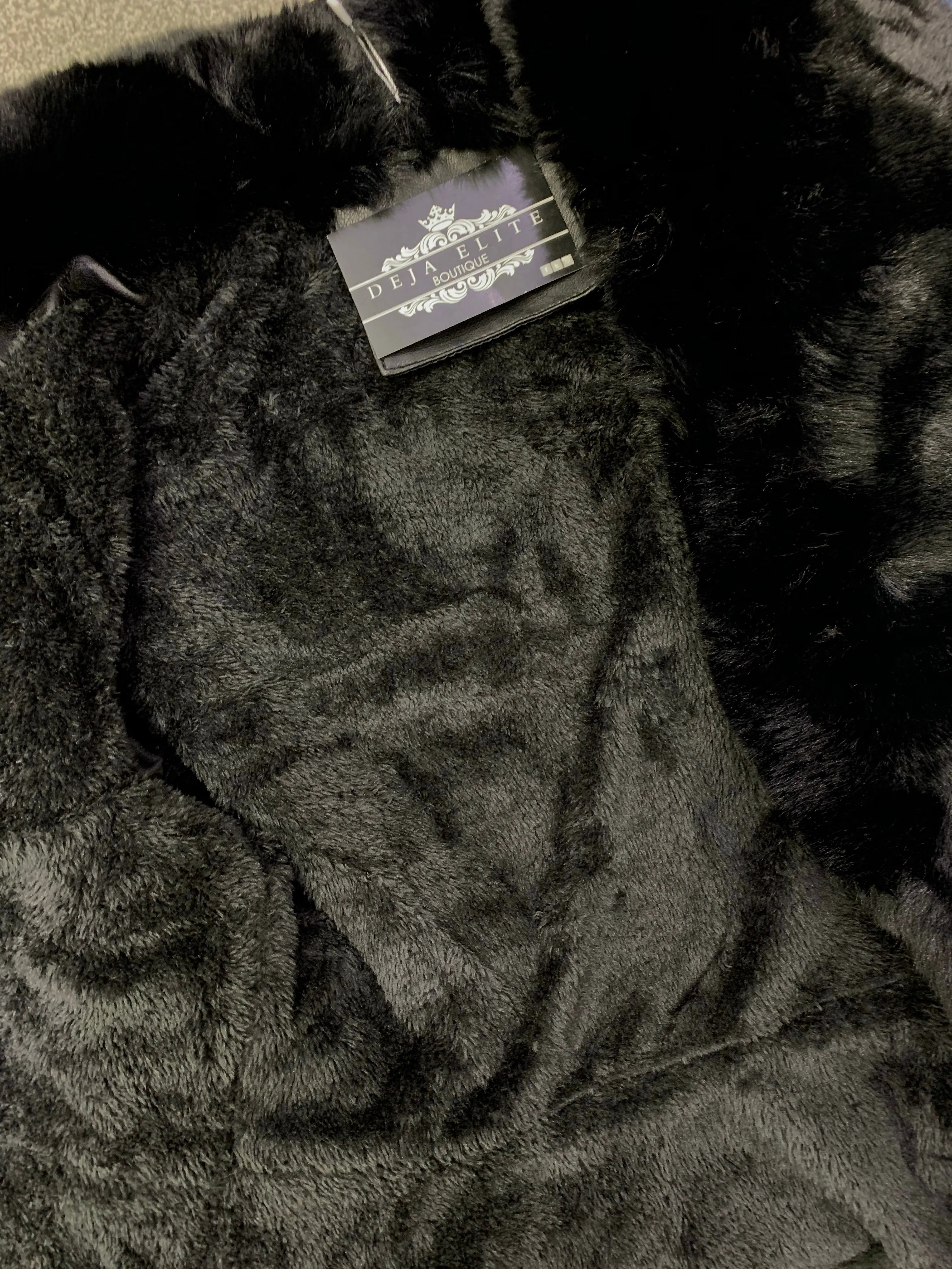 Fi fur trim, fur lined belted jacket