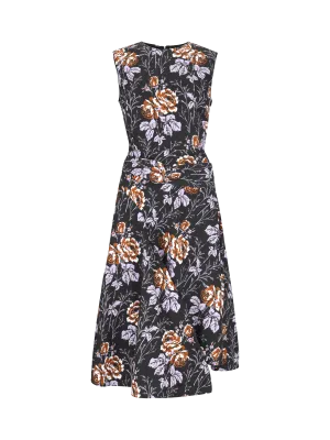 floral-print belted midi dress