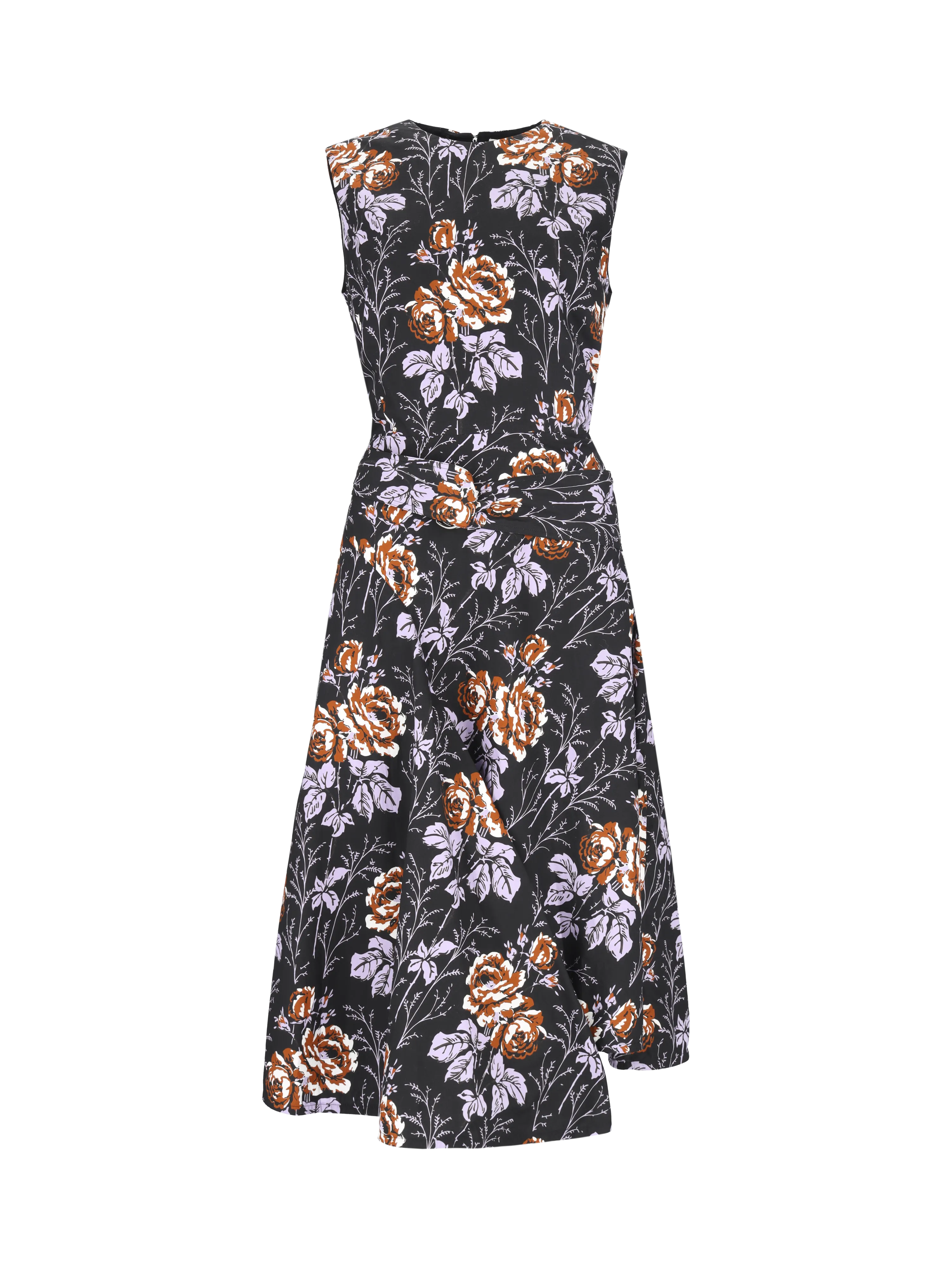 floral-print belted midi dress
