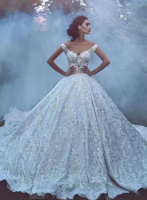 Glamorous Off-the-Shoulder Lace Wedding Dress | Mermaid Bridal Gowns On Sale